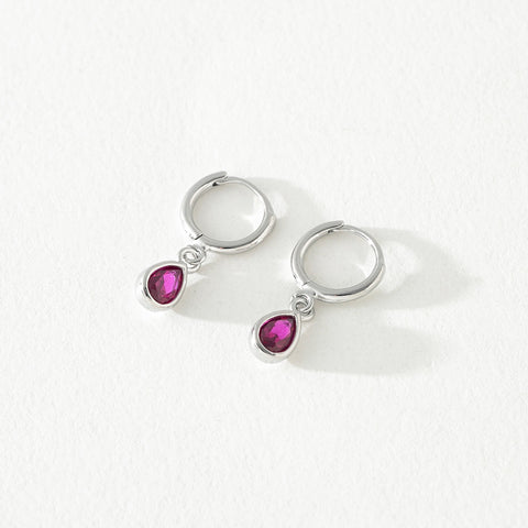 Hannah Pink Crystal Huggie Tear Drop Hoops Earrings Hannah Pink Crystal Huggie Tear Drop Hoops Earrings