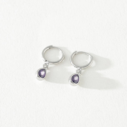 Hannah Lilac Crystal Huggie Tear Drop Hoops Earrings Hannah Lilac Crystal Huggie Tear Drop Hoops Earrings