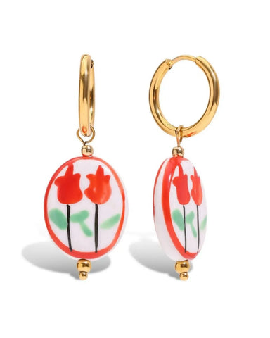 Victoria Cameo Red Tulip Dangle Earring Victoria Cameo Red Tulip Dangle Earring