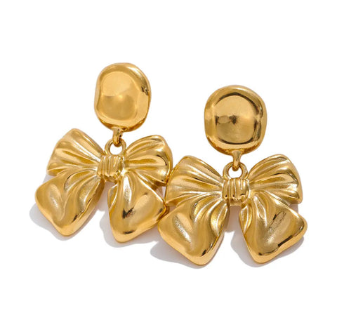 Jessica Classic Bow Dangle Stud Earrings in Gold Jessica Classic Bow Dangle Stud Earrings in Gold