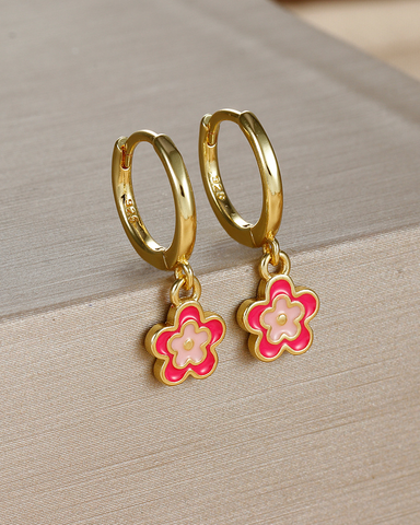 Blossom Flower Delicate Hoop Earrings Blossom Flower Delicate Hoop Earrings
