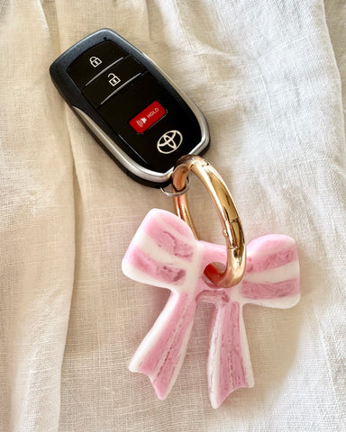 Bow Keyring, Pretty Keyring, Striped Bow Keyring, Feminine Keyring, Chunky Keyring, Pink Keyring Bow Keyring, Pretty Keyring, Striped Bow Keyring, Feminine Keyring, Chunky Keyring, Pink Keyring
