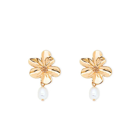 Camilla Flower Freshwater Pearl Earrings Gold Camilla Flower Freshwater Pearl Earrings Gold