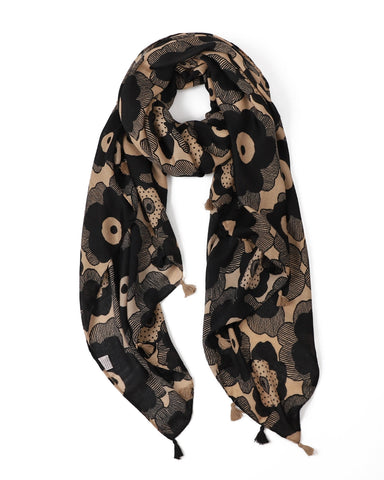 Vera Floral in Black and Tan Autumn/Winter Scarf Vera Floral in Black and Tan Autumn/Winter Scarf
