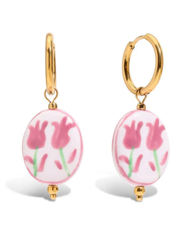 Victoria Cameo Pink Tulip Dangle Earring Victoria Cameo Pink Tulip Dangle Earring