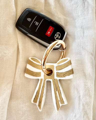 Bow Keyring, Pretty Keyring, Striped Bow Keyring, Feminine Keyring, Chunky Keyring, Tan Keyring Bow Keyring, Pretty Keyring, Striped Bow Keyring, Feminine Keyring, Chunky Keyring, Tan Keyring