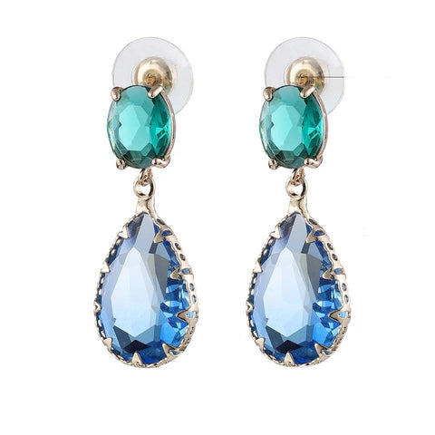 Imogen Blue and Green Teardrop Crystal Dangle Earrings Imogen Blue and Green Teardrop Crystal Dangle Earrings