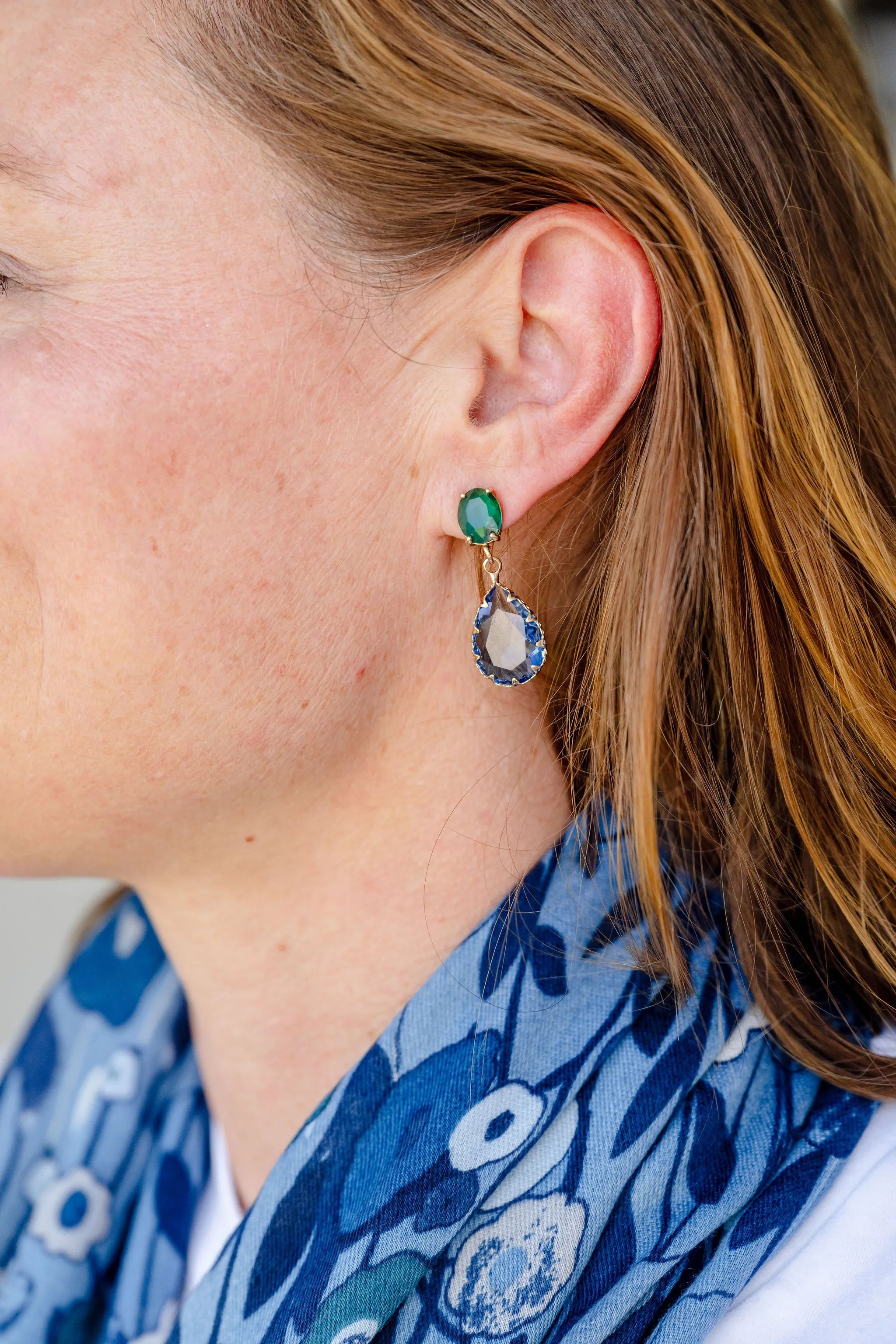 Delicate earring, crystal earring, evening earring, blue and green earring, pretty earring, feminine earring Delicate earring, crystal earring, evening earring, blue and green earring, pretty earring, feminine earring