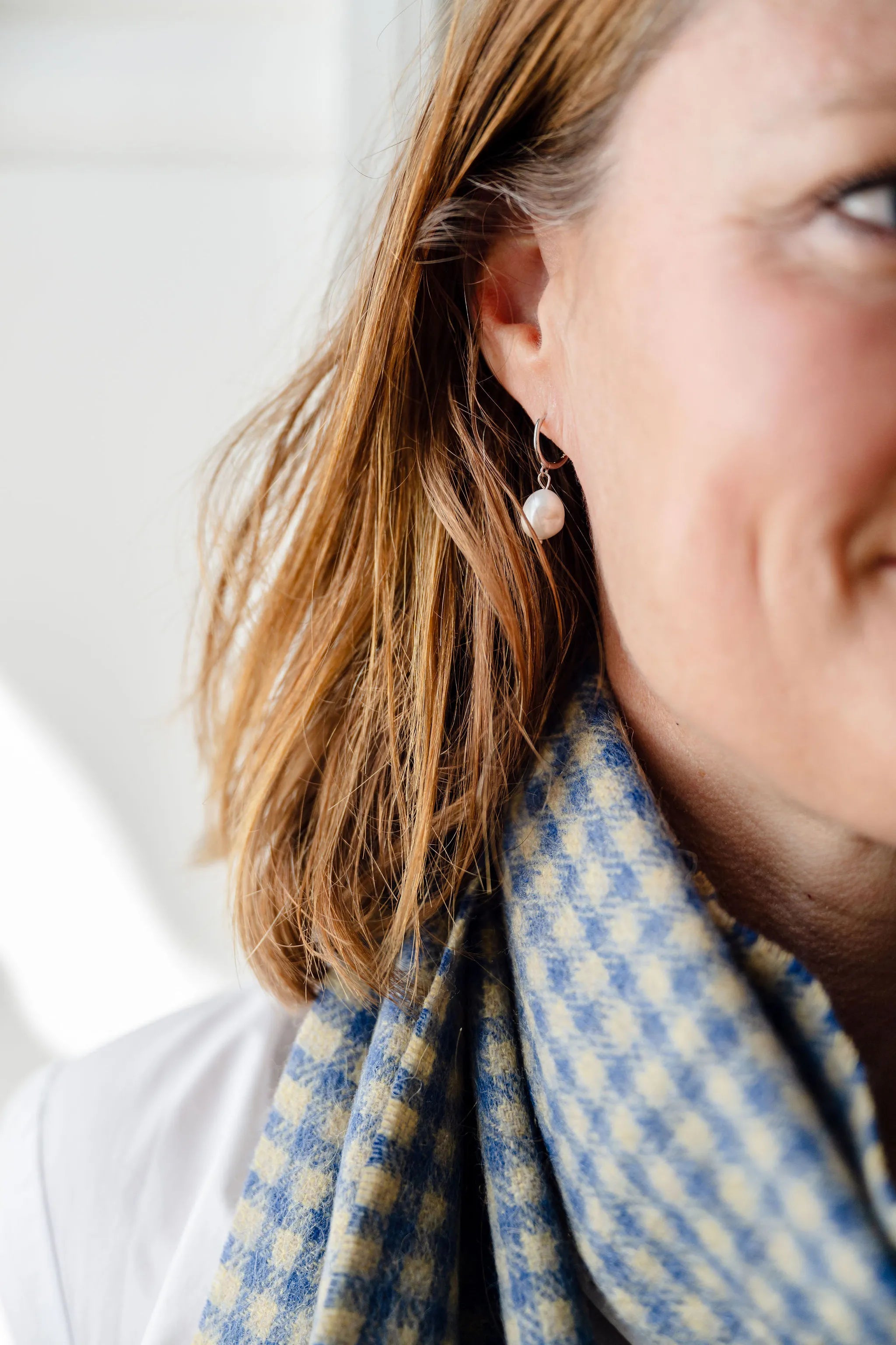 classic earring, everyday earring, silver pearl earring classic earring, everyday earring, silver pearl earring