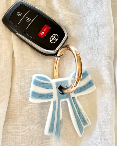 Bow Keyring, Pretty Keyring, Striped Bow Keyring, Feminine Keyring, Chunky Keyring, Blue Keyring Bow Keyring, Pretty Keyring, Striped Bow Keyring, Feminine Keyring, Chunky Keyring, Blue Keyring