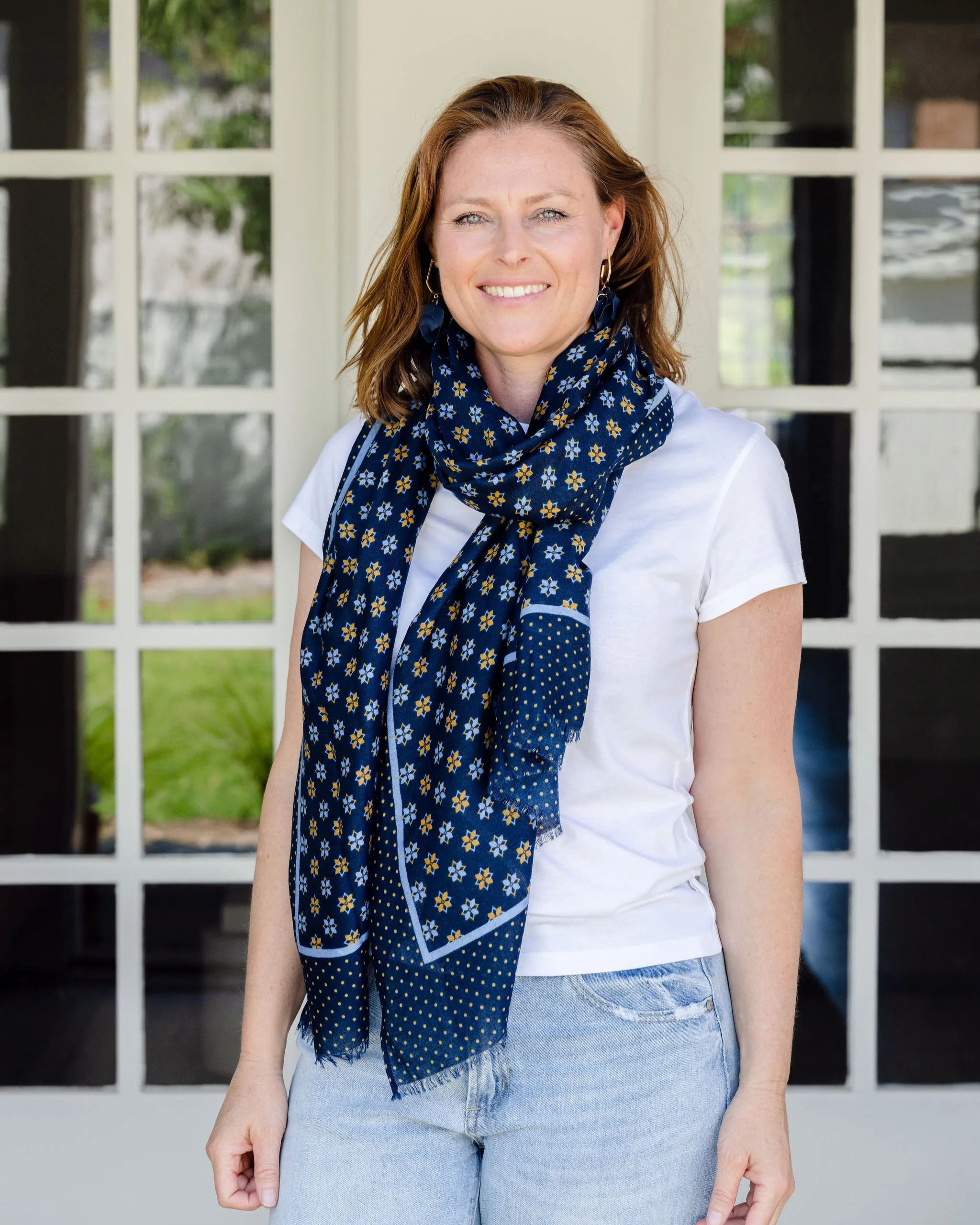 floral scarf, navy scarf, autumn scarf, winter scarf, cottage core scarf, feminine scarf, geometric scarf floral scarf, navy scarf, autumn scarf, winter scarf, cottage core scarf, feminine scarf, geometric scarf