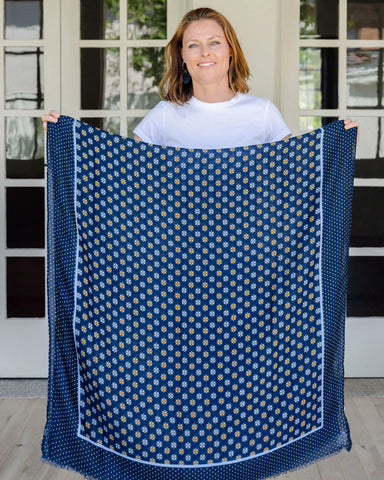 floral scarf, navy scarf, autumn scarf, winter scarf, cottage core scarf, feminine scarf, geometric scarf floral scarf, navy scarf, autumn scarf, winter scarf, cottage core scarf, feminine scarf, geometric scarf
