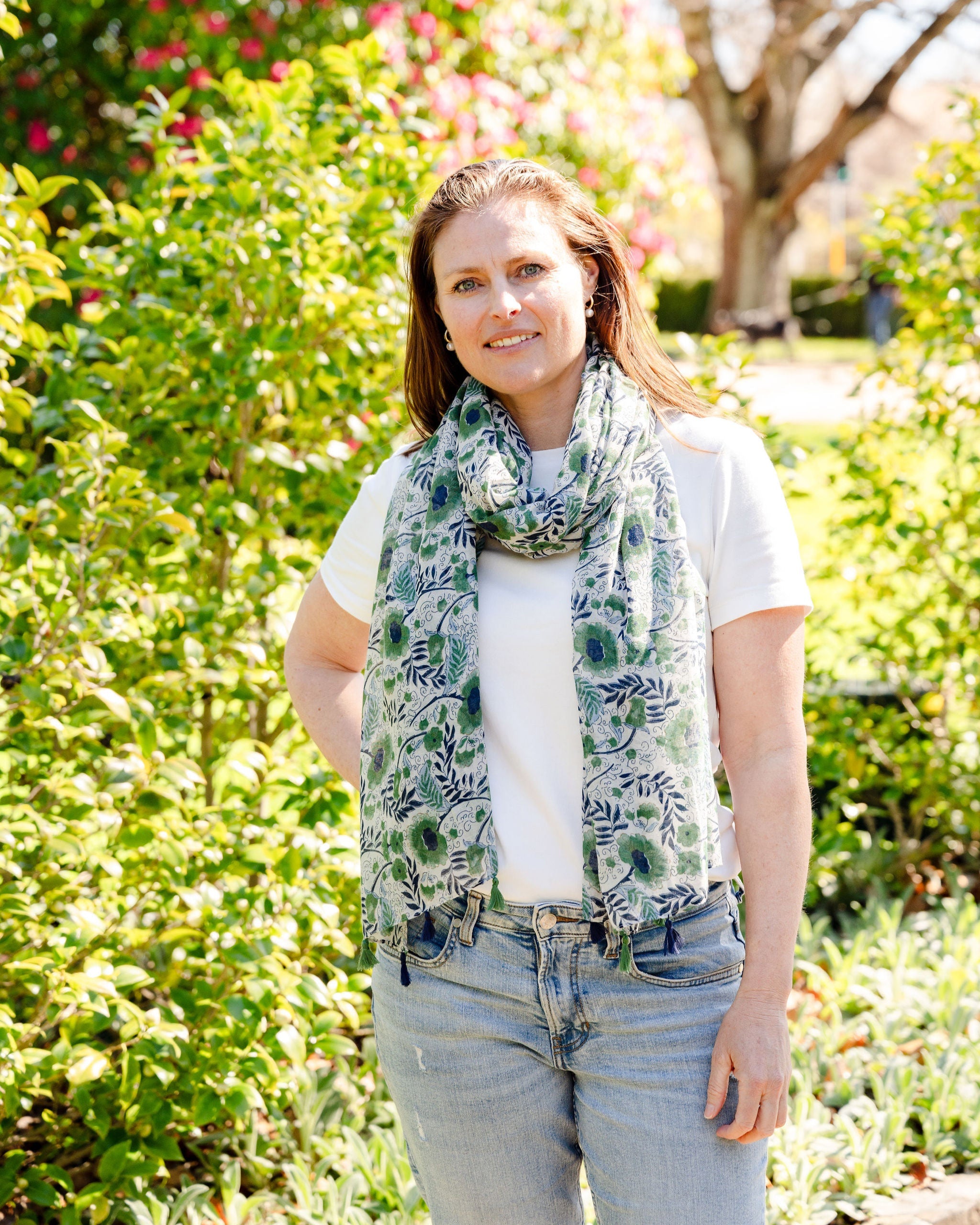 floral scarf, lightweight scarf, summer scarf, scarf with tassels, muted scarf, cottage core scarf floral scarf, lightweight scarf, summer scarf, scarf with tassels, muted scarf, cottage core scarf