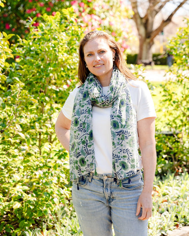 floral scarf, lightweight scarf, summer scarf, scarf with tassels, muted scarf, cottage core scarf floral scarf, lightweight scarf, summer scarf, scarf with tassels, muted scarf, cottage core scarf