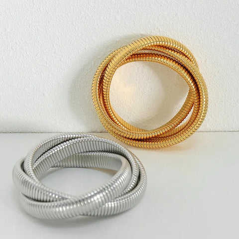 Flex Snake Chain Stretch Bracelet (Silver & Gold) Flex Snake Chain Stretch Bracelet (Silver & Gold)