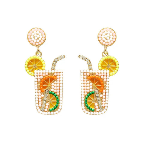 Cocktail Dangle earrings in White, Yellows and Orange Cocktail Dangle earrings in White, Yellows and Orange