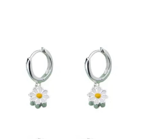 Carrie Silver Daisy Dangle Hoops Carrie Silver Daisy Dangle Hoops