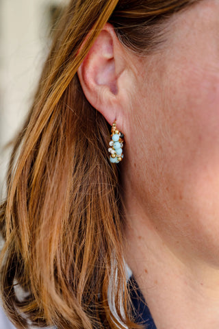 Hoop Earring, Light Blue Earring, Delicate Earring, Pretty Earring Hoop Earring, Light Blue Earring, Delicate Earring, Pretty Earring