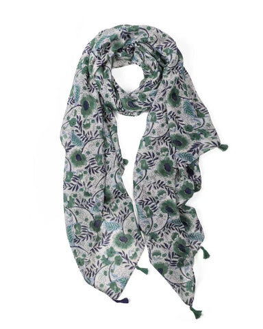 floral scarf, lightweight scarf, summer scarf, scarf with tassels, muted scarf, cottage core scarf floral scarf, lightweight scarf, summer scarf, scarf with tassels, muted scarf, cottage core scarf