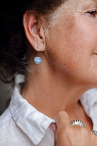 rock earring, simple earring, lightweight earring, everyday earring, blue/navy marble earring rock earring, simple earring, lightweight earring, everyday earring, blue/navy marble earring