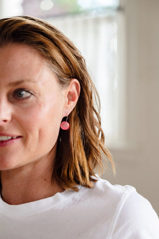 rock earring, simple earring, lightweight earring, everyday earring, bright pink earring rock earring, simple earring, lightweight earring, everyday earring, bright pink earring