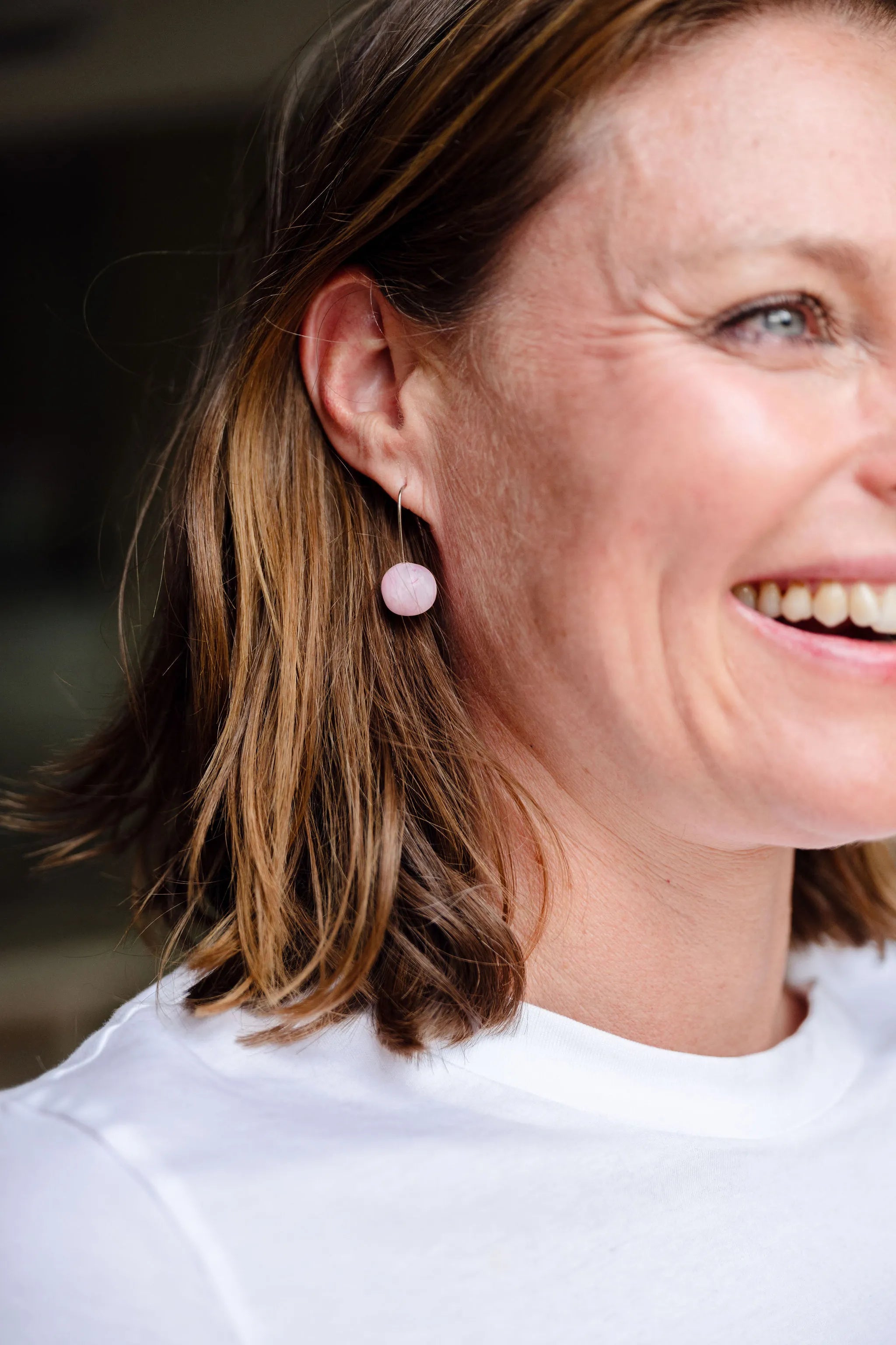 rock earring, simple earring, lightweight earring, everyday earring, light pink earring rock earring, simple earring, lightweight earring, everyday earring, light pink earring