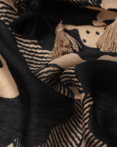 Vera Floral in Black and Tan Autumn/Winter Scarf Vera Floral in Black and Tan Autumn/Winter Scarf