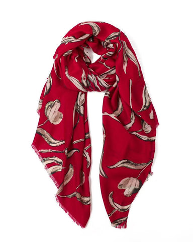 Tessa Tulip in Red Lightweight Scarf Tessa Tulip in Red Lightweight Scarf