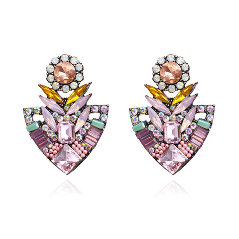 Vera V Shaped Earrings with Pastel Crystals Vera V Shaped Earrings with Pastel Crystals