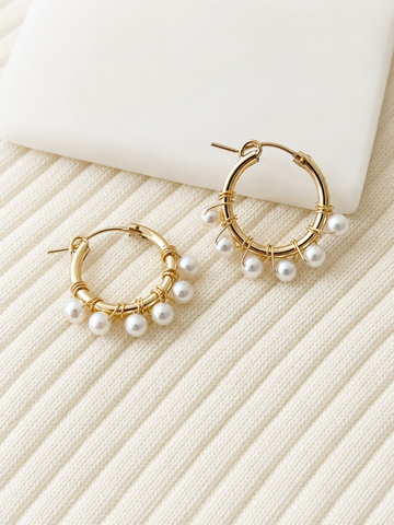 Celeste Freshwater Pearl Hoop Earrings