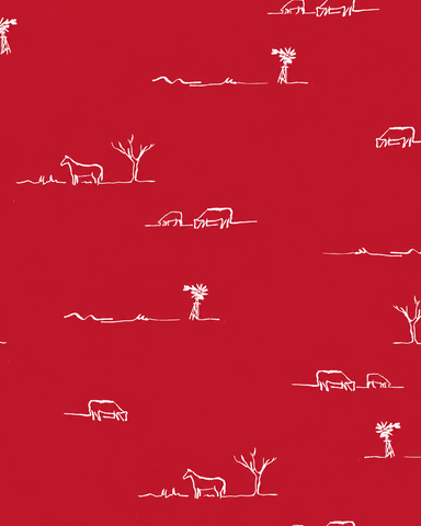 Rural Outback Silk Neck Scarf in Red