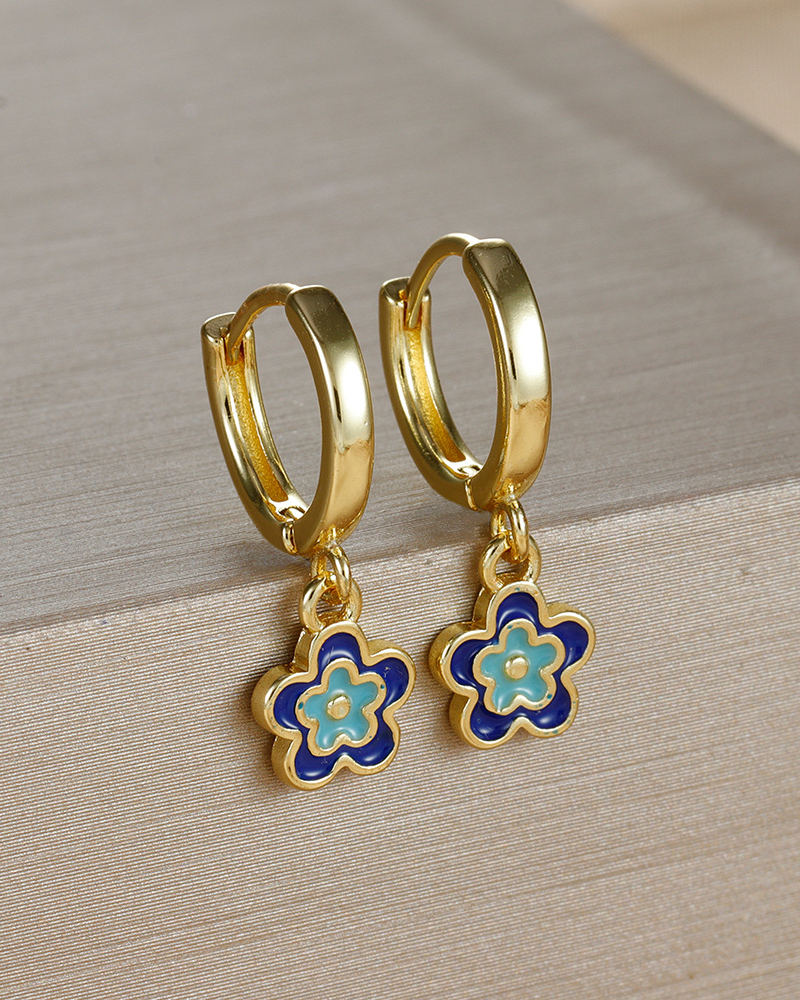 Blossom Flower Delicate Hoop Earrings