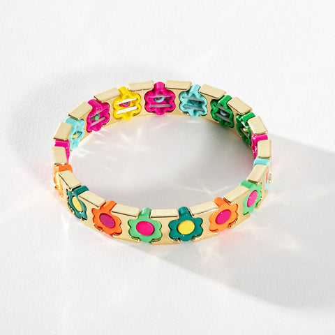 Gold Enamel Stacking Bracelet Collection