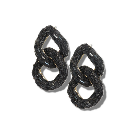 Diva Black Sequin Chain Dangle Earring