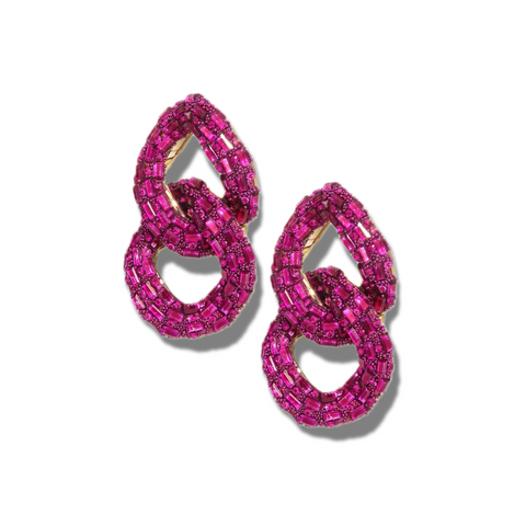 Diva Hot Pink Sequin Chain Dangle Earring