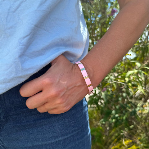 Gold Enamel Stacking Bracelet Collection