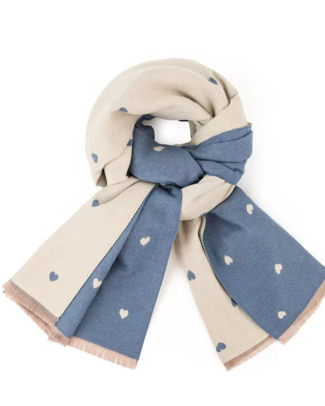 Holly Heart Blue Winter Scarf