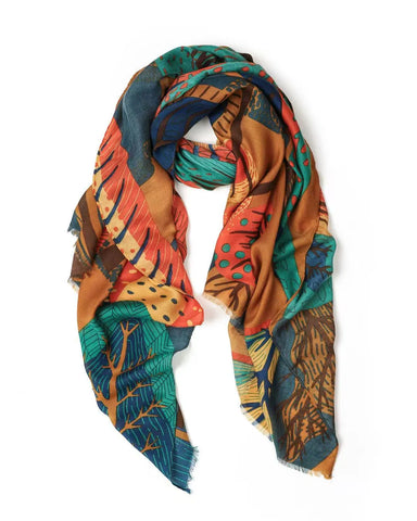Chloe Abstract Forest in Mustard Autumn/Winter Scarf