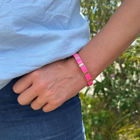 Gold Enamel Stacking Bracelet Collection