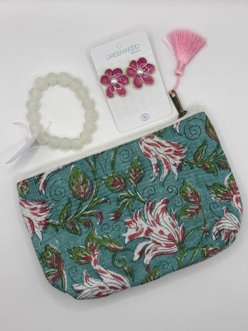 $55 Pink & White Floral Pouch Bundle
