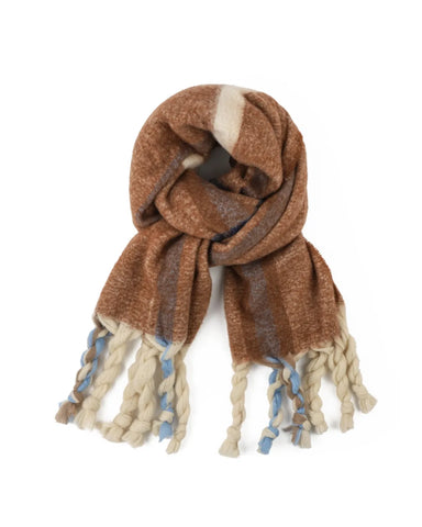 Charlie Chequered Winter Scarf in Brown