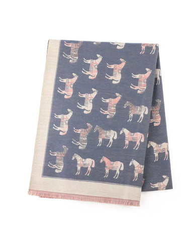 Scarf with horse pattern on a blue background