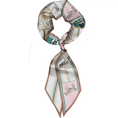 Satin Neck Scarves & Bag Ties - Horsing Around Beige