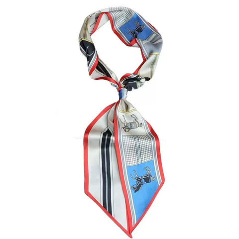 Satin Neck Scarves & Bag Ties - Horsing Around Red