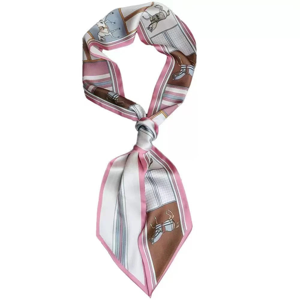 Satin Neck Scarves & Bag Ties - Horsing Around Pink