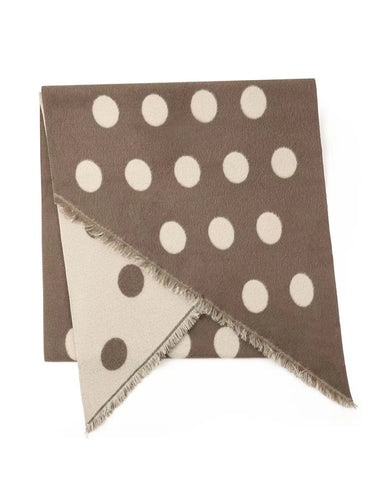 Reversible Spotty Teddy Scarf in Latte