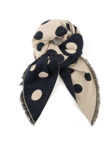 Reversible Spotty Teddy Scarf in Navy