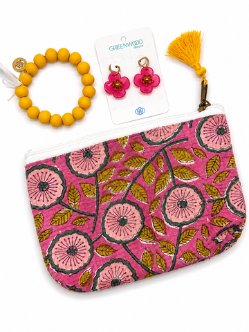 $55 Pink & Yellow Floral Pouch Bundle
