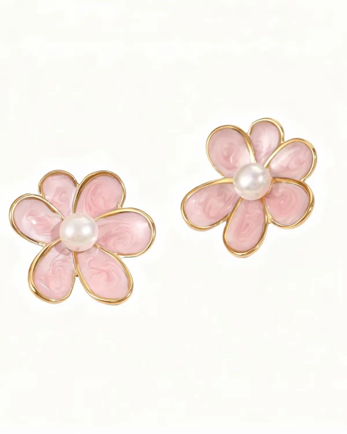 Bronte Light Pink Enamel Flower Stud Earring