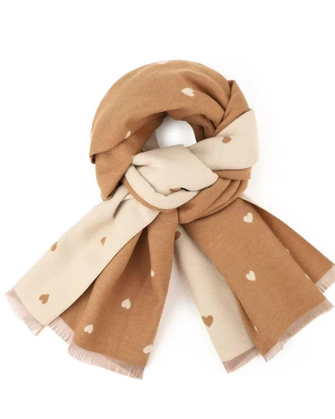 Holly Heart Caramel Winter Scarf